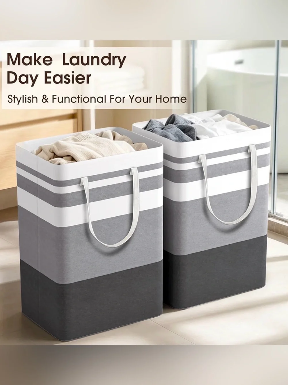 Set of 2, Collapsible Muti-Use Laundry Hampers
